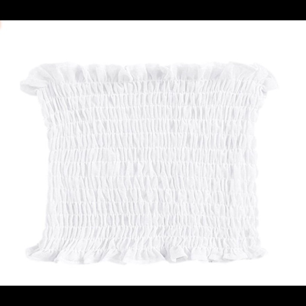 Women’s strapless scrunch tube crop top white